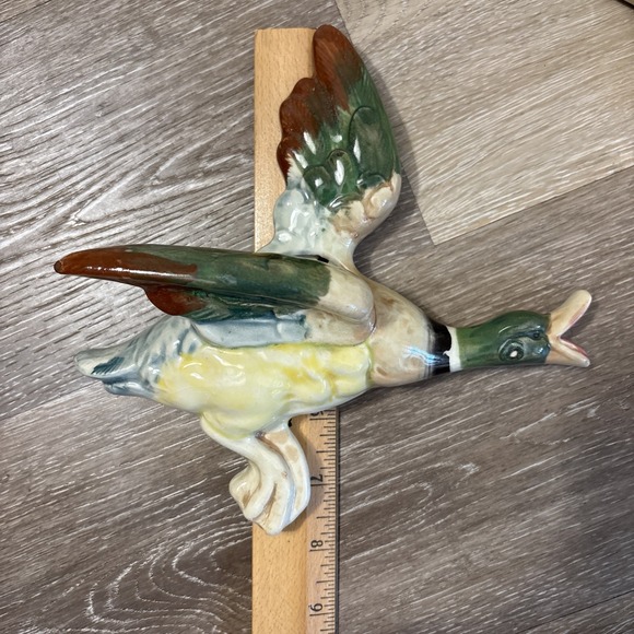 Vtg Mallard Duck Flying Ceramic Wall Hanger Pocket Planter Hunting Cabin Japan - Picture 3 of 9